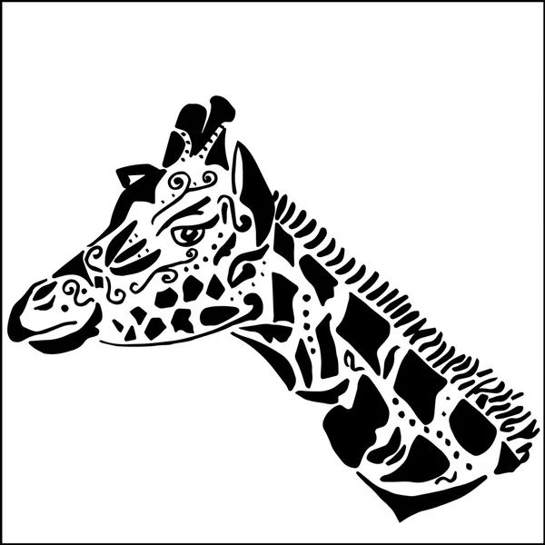 Татуировка жирафа для окраски, на белом фоне — стоковый вектор