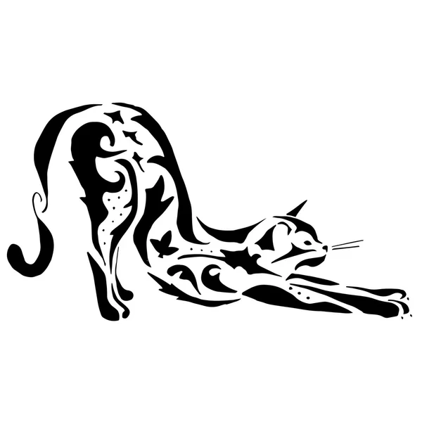 Tatuaje de gato de alta calidad o dibujo para colorear — Vector de stock