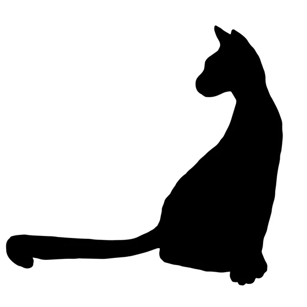 Ilustración original de alta calidad de la silueta de gato sentado — Vector de stock