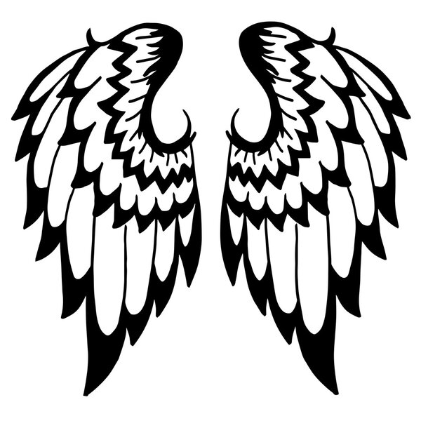High quality original wings tattoo isolated on white background