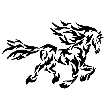 Siyah at boyama veya beyaz arka plan üzerinde izole dövme