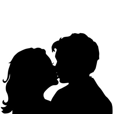 Love. Pair. Kiss. Isolated on white background clipart
