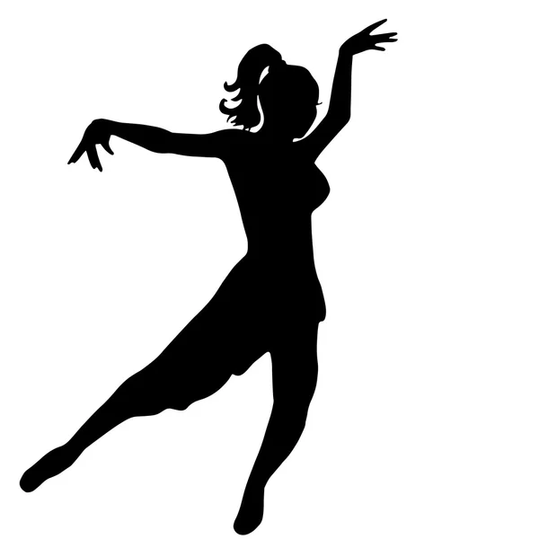 Mulher dançando latino ou salsa dança isolada no fundo branco — Vetor de Stock