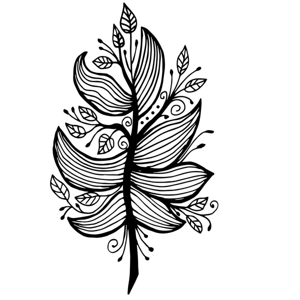 Pluma original de muy alta calidad con hojas con patrón para — Archivo Imágenes Vectoriales