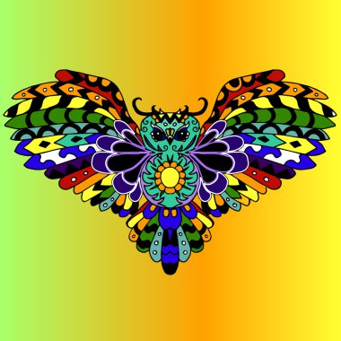 Dövme veya g izole halat için yüksek kaliteli renkli baykuş