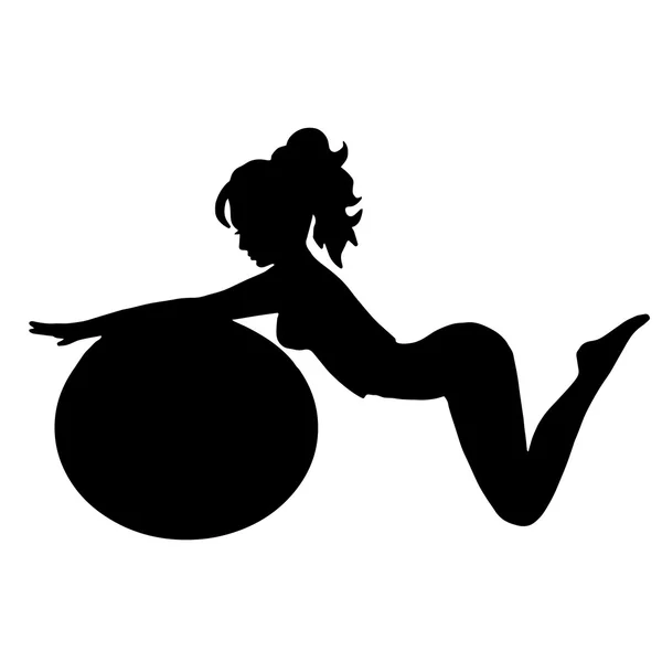 Упражнения с фитнес-мяч изолирован на белом — стоковый вектор