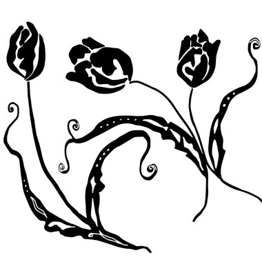 Beyaz arka plan, boyama veya dövme izole tulpe çiçek