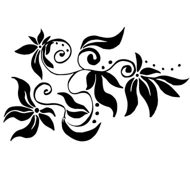İzole üzerinde beyaz arka plan ile çiçek desenli swirls
