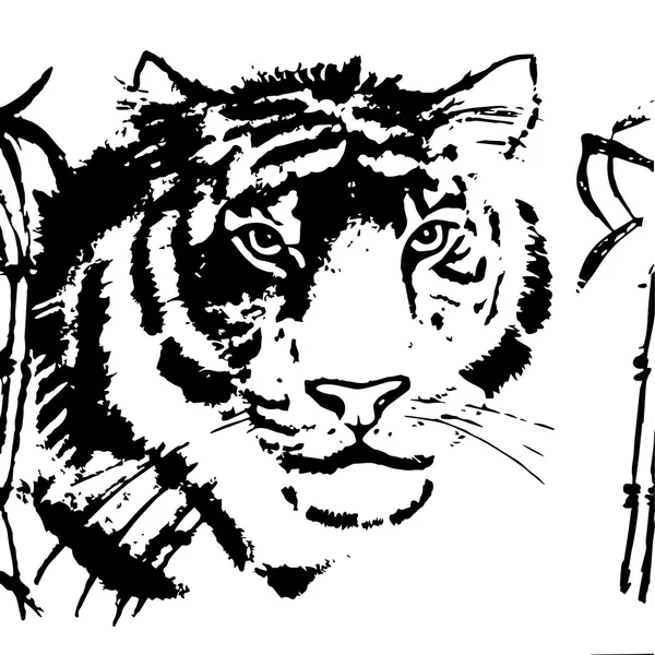 Tatuagem de tigre de qualidade Hiqh desenhada em estilo original —  Vetores de Stock