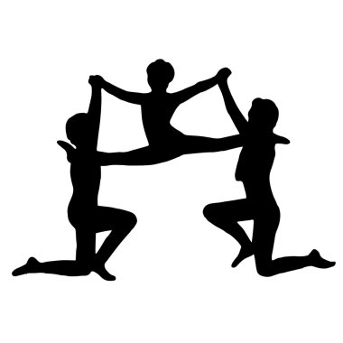 Çok kaliteli özgün çizimde jimnastikçiler performans 