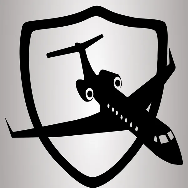 Hiqh jakości tarcza z airplain w kolorze piktogram ikona dla sieci web — Wektor stockowy