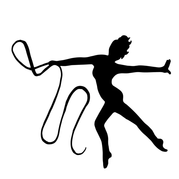 Gymnastique fille originale de haute qualité faisant des exercices avec des gymnases — Image vectorielle