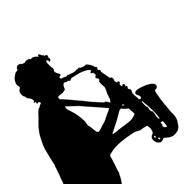 Ilustração original de alta qualidade do menino com saxofone — Vetor de Stock