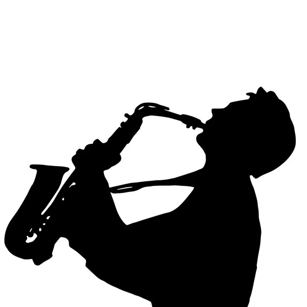 Mycket hög kvalitet ursprungliga illustration av mannen med saxofon — Stock vektor