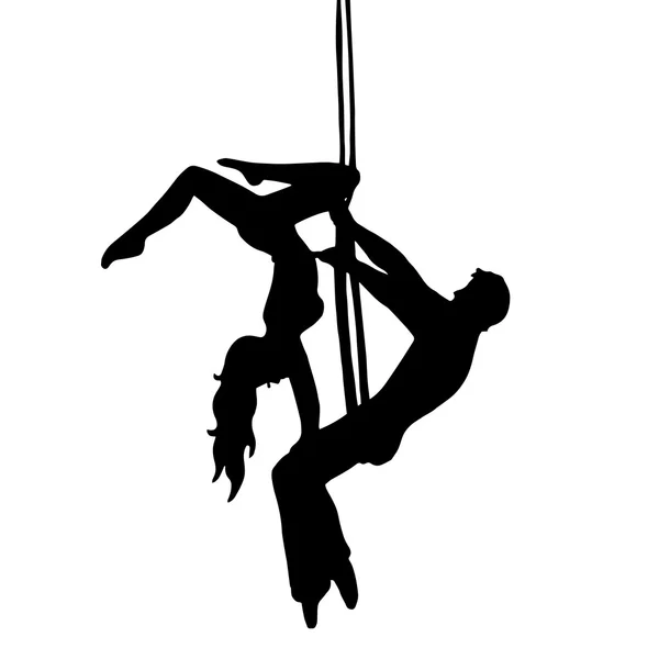 De oorspronkelijke illustratie van de zeer hoge kwaliteit van gymnasten prestaties — Stockvector