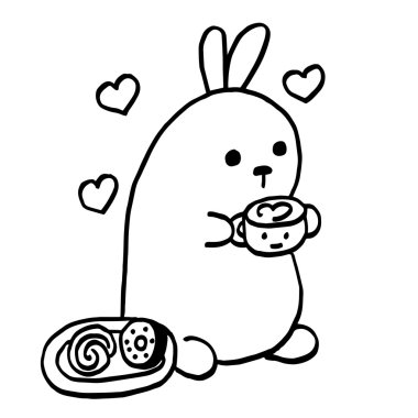 Yüksek kaliteli orijinal tatlı bunny ile kahve ve tatlılar