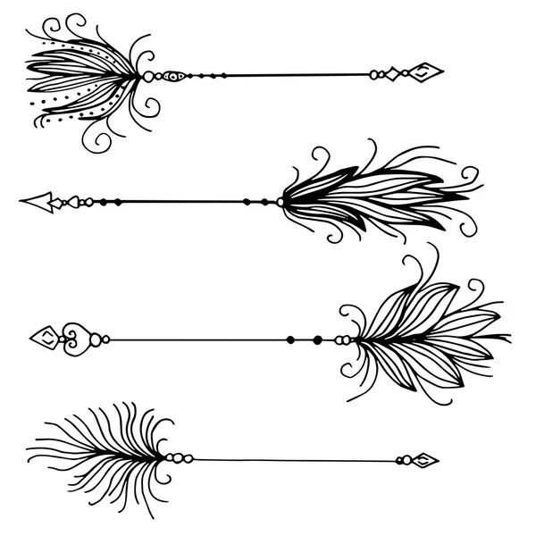 Set di frecce originali di altissima qualità con piume — Vettoriale Stock