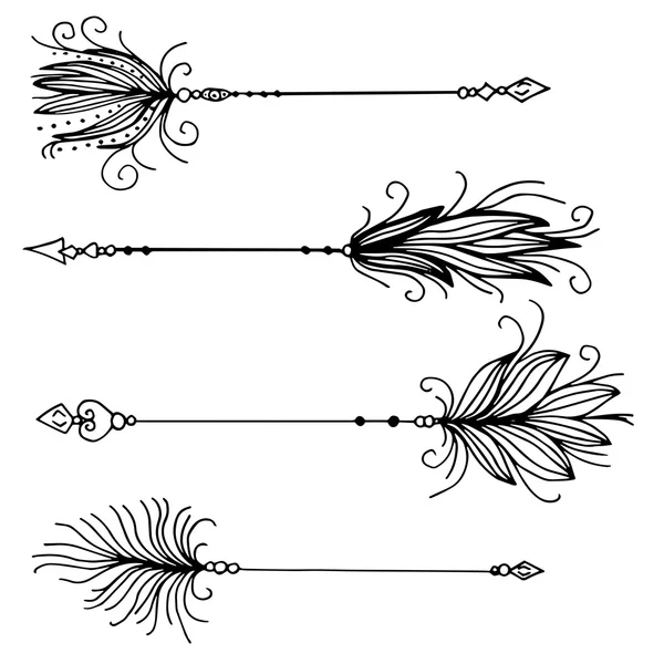 Sehr hochwertiges Original-Set Pfeile mit Federn — Stockvektor