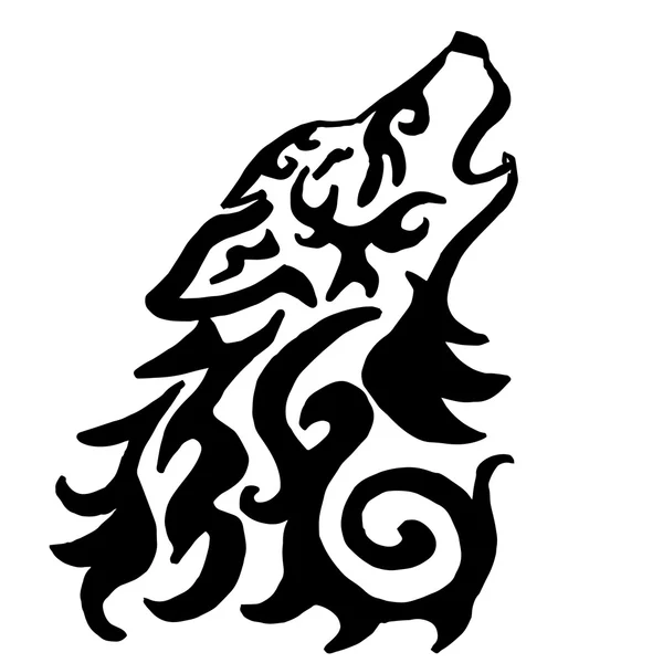 Ilustración original del tatuaje del lobo de la alta calidad aislada en blanco — Vector de stock