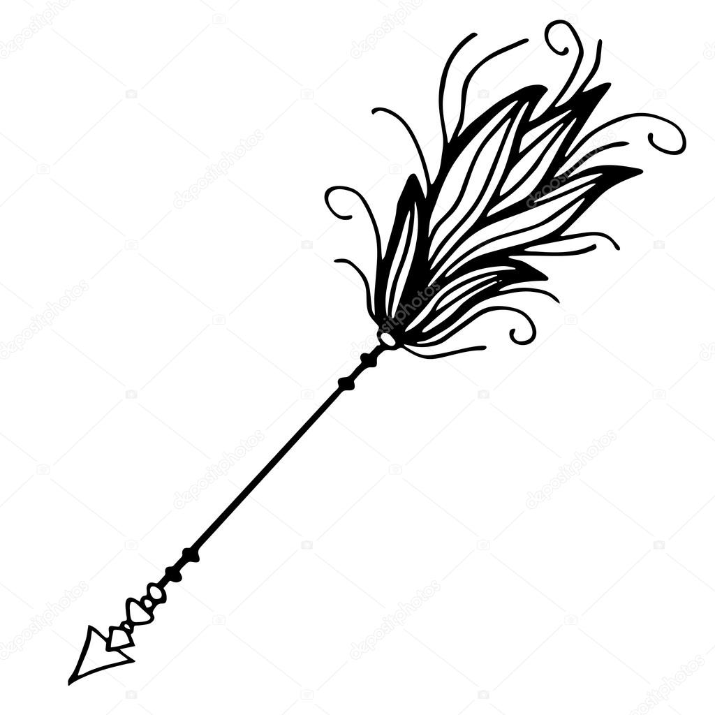 Very high quality original illustration of arrow with feathers