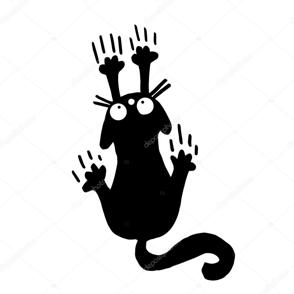 High quality original illustration of scratchy cat isolated on white background