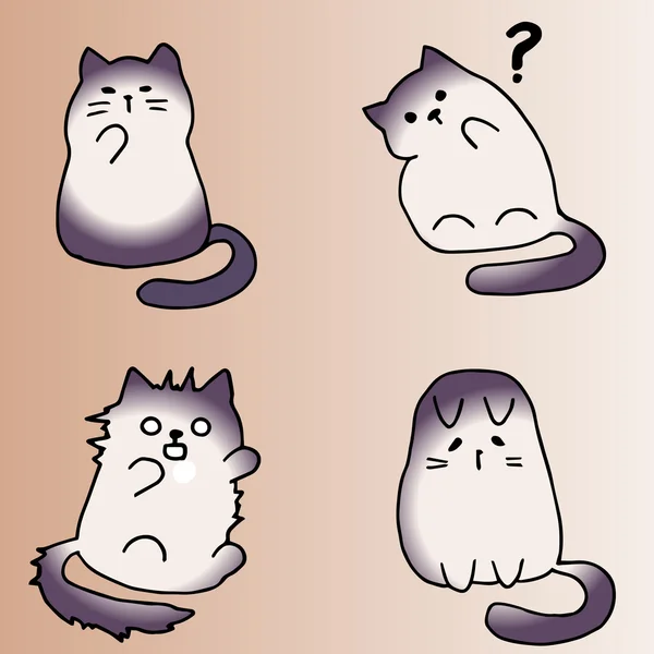 かわいい猫の高品質オリジナル イラスト。かわいい猫のセット — ストックベクタ