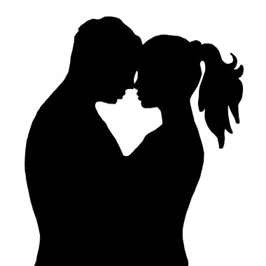 Seviyorum. Çift. Öpücük. Beyaz arka plan üzerinde izole