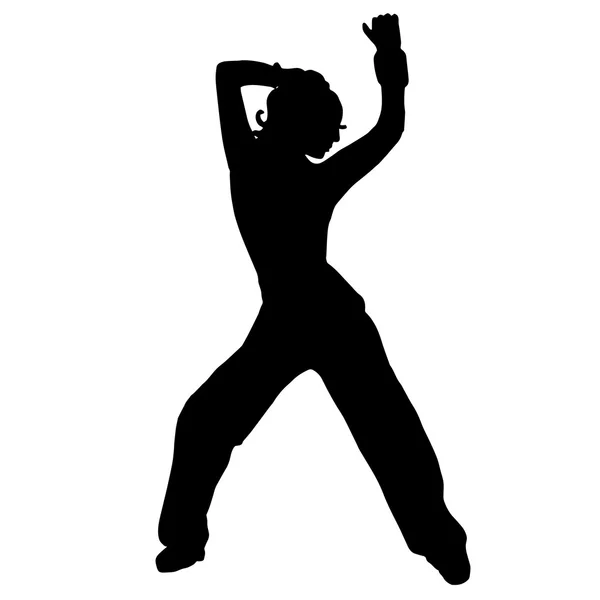 Het meisje is dansen. Buikdansen. Silhouet. Streetdance, ga — Stockvector