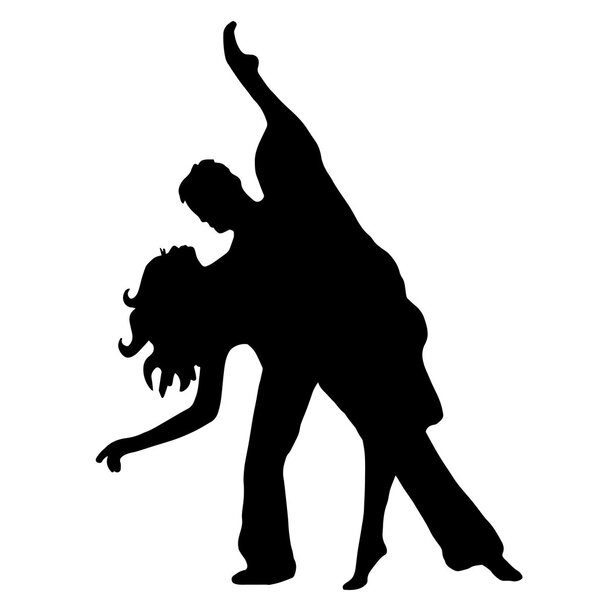 Пара латиноамериканских танцев на белом фоне
