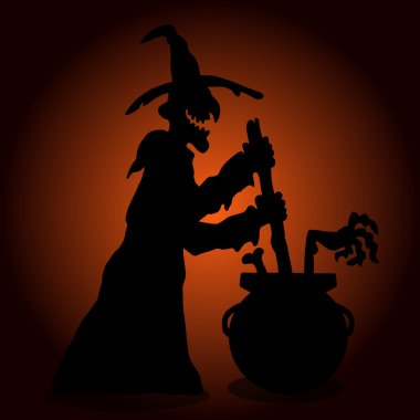 vektör korkunç halloween cadı kazanı ile