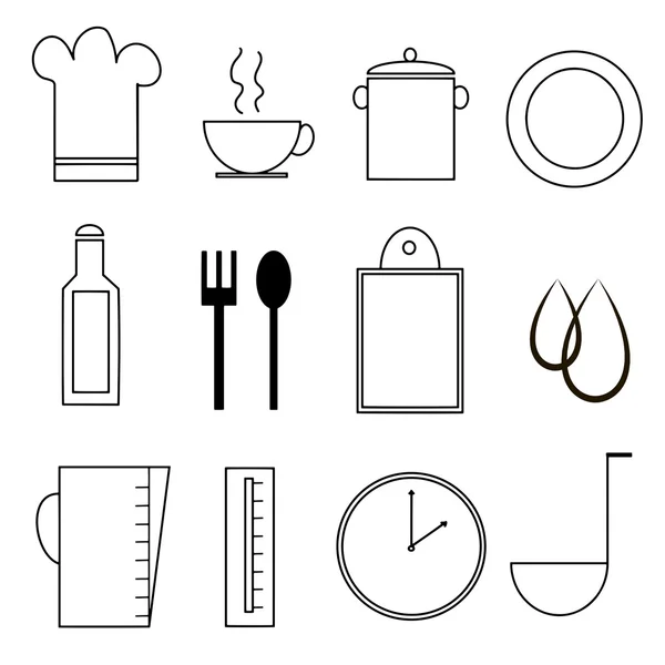 Zestaw ikon kuchennych lub cookiing — Wektor stockowy