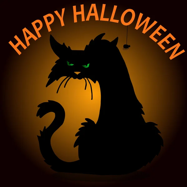 Vecteur à la mode effrayant halloween chat contour — Image vectorielle