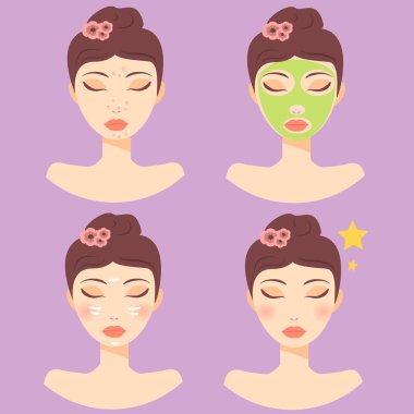 Kız portret yüz cilt maskesi