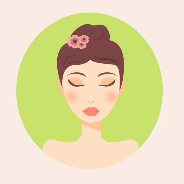 Portret chica para spa, anuncios o folleto — Vector de stock