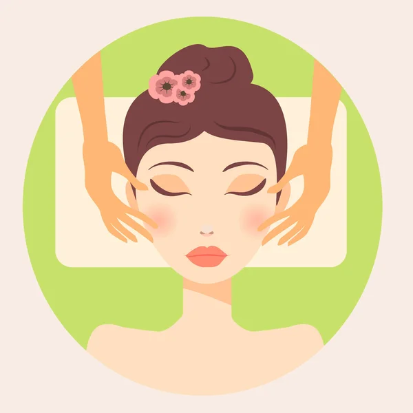 Original vecteur tendance fille massage facial — Image vectorielle