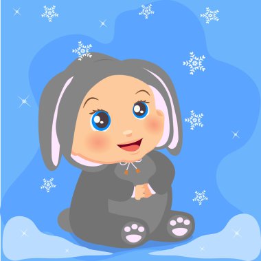 kulakları ile takım elbiseli kız şirin bebek