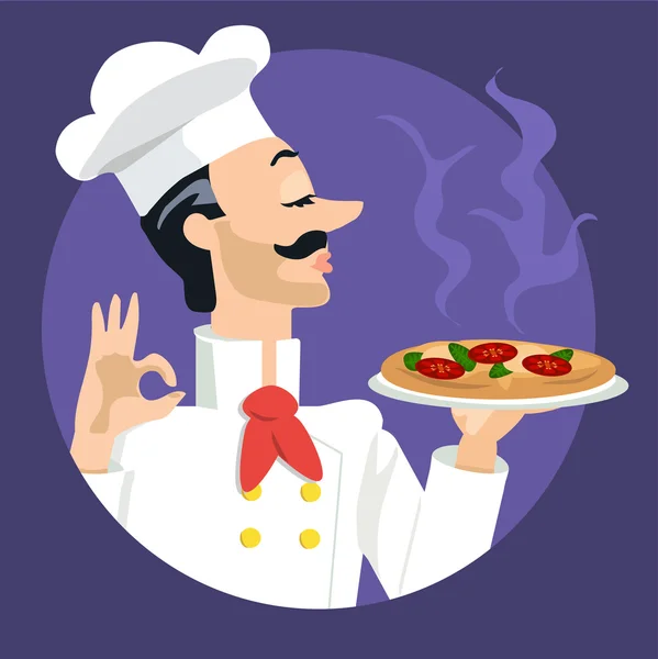 Pizza cook or chef — Stock Vector