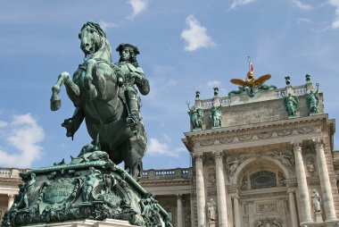 VIENNA, AUSTRIA - APRIL 22, 2010: Statue of Prince Eugene in front of Hofburg Palace, Vienna, Austria clipart