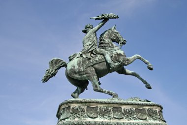 Vienna, Avusturya - 22 Nisan 2010: Heykel, Prens Eugene önünde Hofburg Sarayı, Viyana, Avusturya