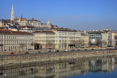 Budapest, Macaristan - 22 Şubat 2012: Budapeşte güneşli gün Buda tarafında, Gösterim