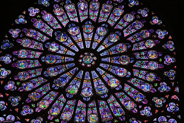 Paris, Frankrijk - 17 December 2011: Rose venster in Notre-Dame de Paris Rechtenvrije Stockafbeeldingen