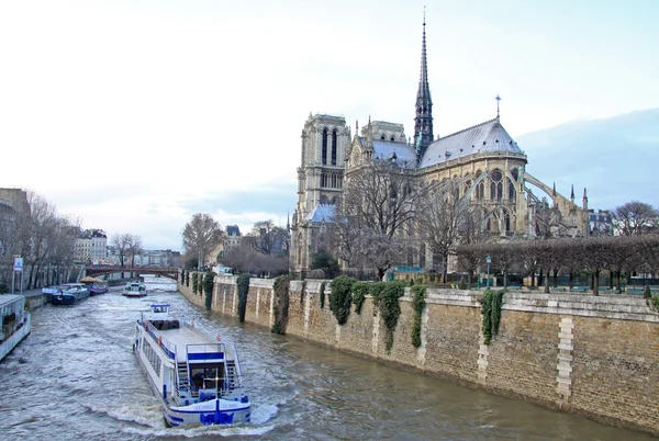 Paris, Frankrijk - 17 December 2011: De zuidelijke gevel van Notre-Dame de Paris Stockafbeelding