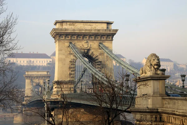 Widok na most łańcuchowy Szechenyi i Buda — Zdjęcie stockowe