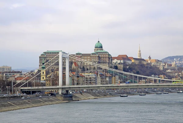 Alžbětina mostu přes řeku Dunaj v Budapešti, Maďarsko — Stock fotografie