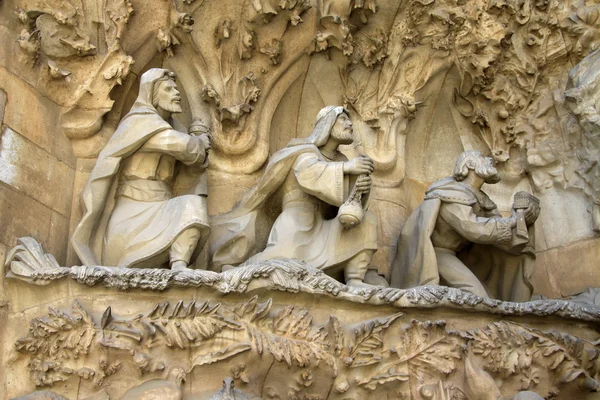 Nativity facade of Sagrada Familia Temple, Barcelona,Catalonia, Spain — Stock Photo, Image