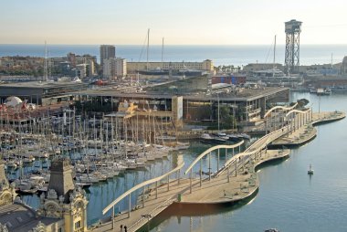 Görünümünü Port Vell Barcelona, İspanya