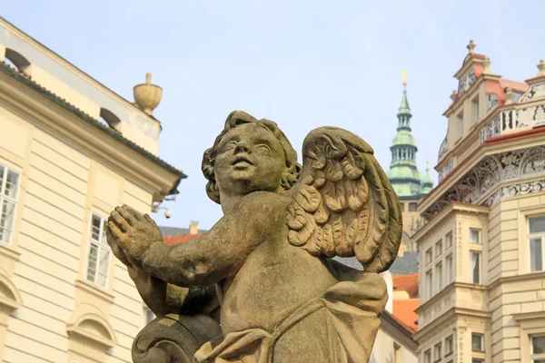 Statue on the Holy Trinity Column (Plague Column) at Lesser Town Square. Prague, Czech Republic — Stock Photo, Image