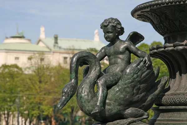 Statue of Cupid on a swan near Austrian Parliament Building, Vienna, Austria
