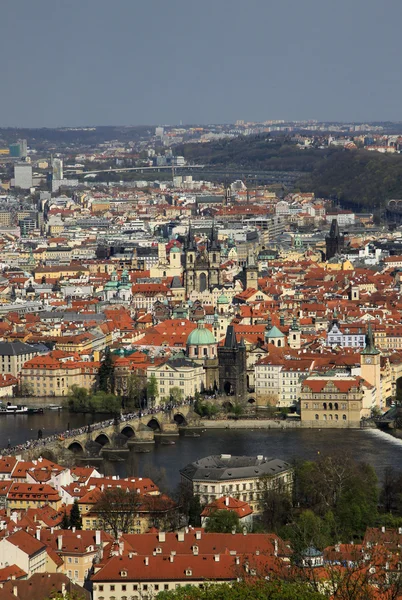 Prague Castle Petrin Hill Hava görünümünü. Prague, Çek Cumhuriyeti — Stok fotoğraf