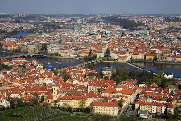 Aerial view to the historical center of Prague, Czech republic — Stock Photo, Image
